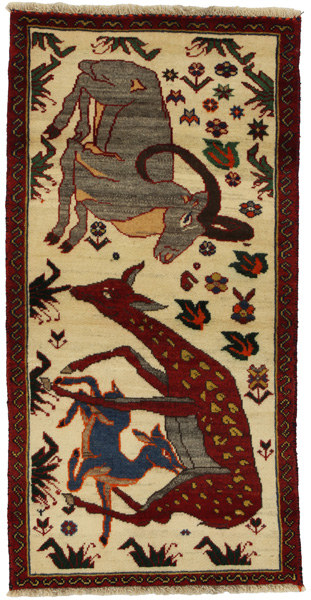 Gabbeh - Qashqai Persian Rug 150x75